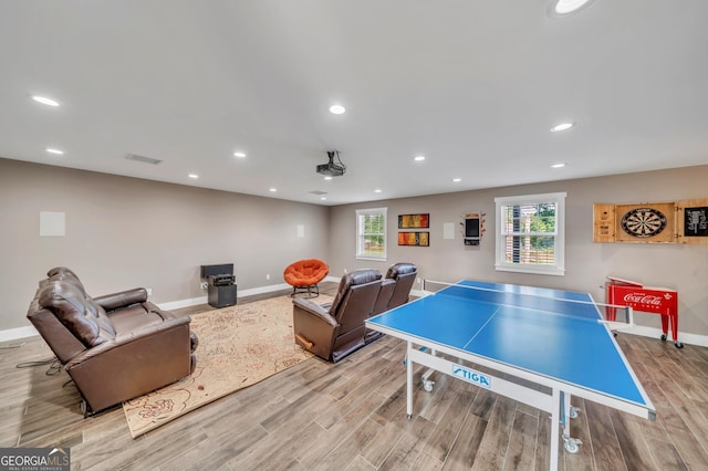 2717 Old Eastman Rd, Cadwell, GA 31009 - recreation room featuring baseboards, light wood-style flooring, and recessed lighting
