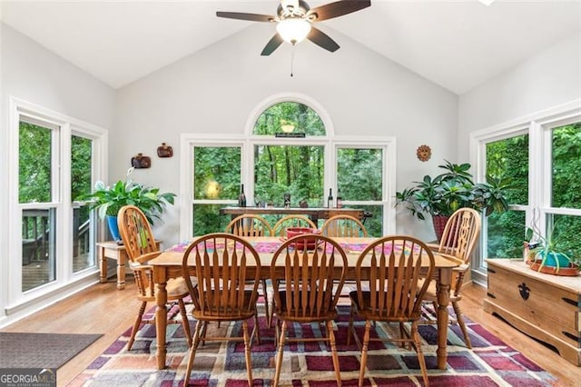 2220 Cape Courage Way, Suwanee, GA 30024 - dining room with healthy amount of natural light, wood finished floors, and high vaulted ceiling