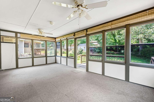 272 Creek Ct SW, Marietta, GA 30064 - unfurnished sunroom with ceiling fan and a wall mounted AC