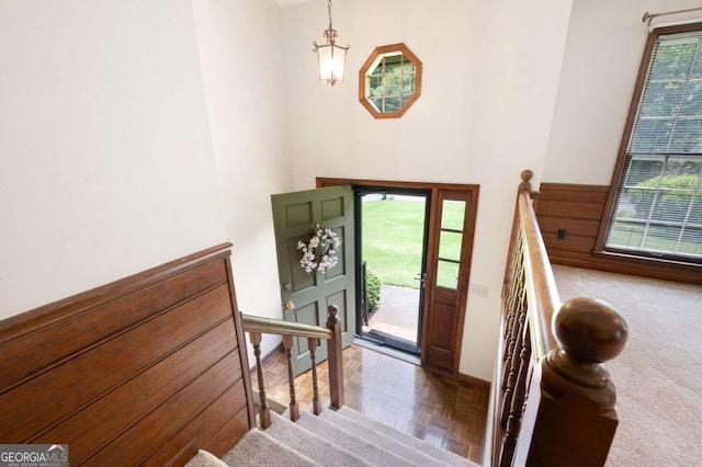 272 Creek Ct SW, Marietta, GA 30064 - foyer with carpet flooring, stairway, and baseboards