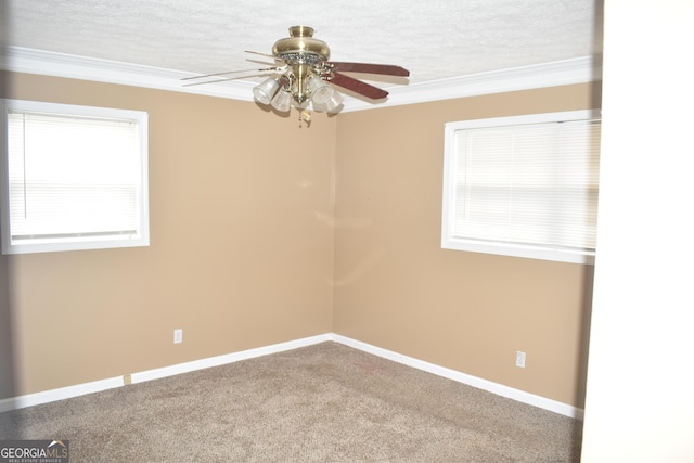 3400 Scott Dr, Austell, GA 30106 - unfurnished room featuring ceiling fan, crown molding, carpet, and a textured ceiling