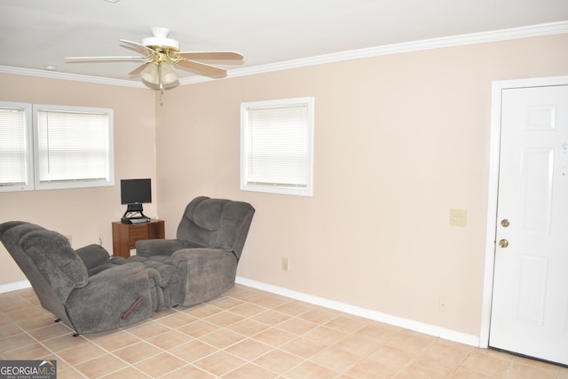 3400 Scott Dr, Austell, GA 30106 - living area with crown molding and a ceiling fan