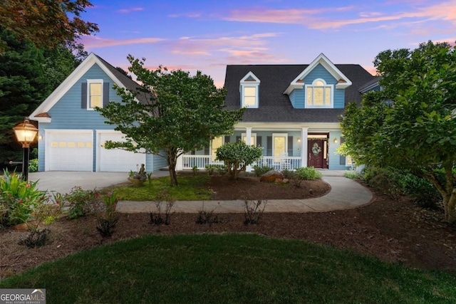 149 Highland Rd S, Dahlonega, GA 30533 - view of front of home with covered porch, a garage, driveway, and roof with shingles