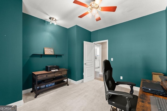 149 Highland Rd S, Dahlonega, GA 30533 - carpeted home office featuring ceiling fan and baseboards