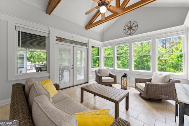 149 Highland Rd S, Dahlonega, GA 30533 - sunroom featuring french doors, tile patterned flooring, and baseboards