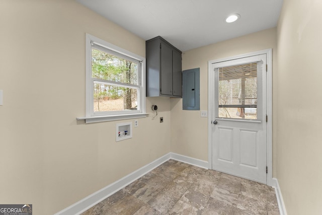 405 Cedar Hollow Rd Unit 2, Cleveland, GA 30528 - washroom with electric panel, cabinet space, washer hookup, baseboards, and hookup for an electric dryer