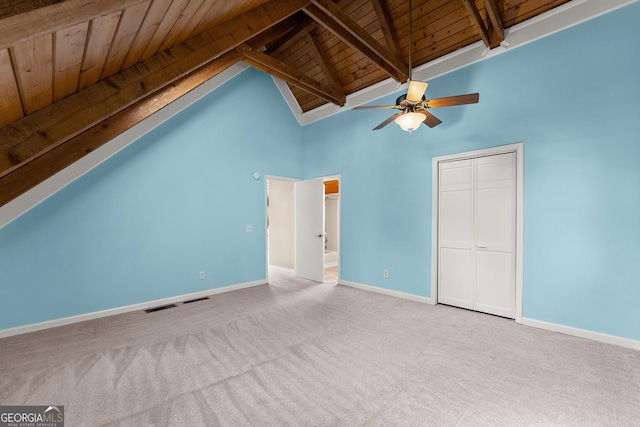 405 Cedar Hollow Rd Unit 2, Cleveland, GA 30528 - unfurnished bedroom with wooden ceiling, carpet, a closet, baseboards, and a ceiling fan
