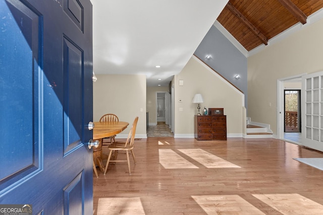 405 Cedar Hollow Rd Unit 2, Cleveland, GA 30528 - foyer with wooden ceiling, wood finished floors, stairway, and baseboards