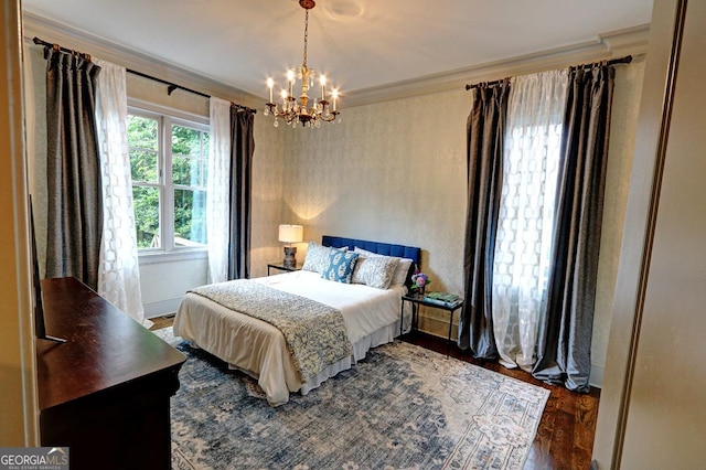 1178 Chambord Way NE, Brookhaven, GA 30319 - bedroom with a chandelier, crown molding, and wood finished floors