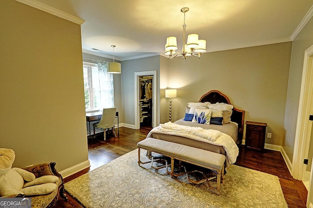 1178 Chambord Way NE, Brookhaven, GA 30319 - bedroom with a chandelier, wood finished floors, crown molding, baseboards, and a closet