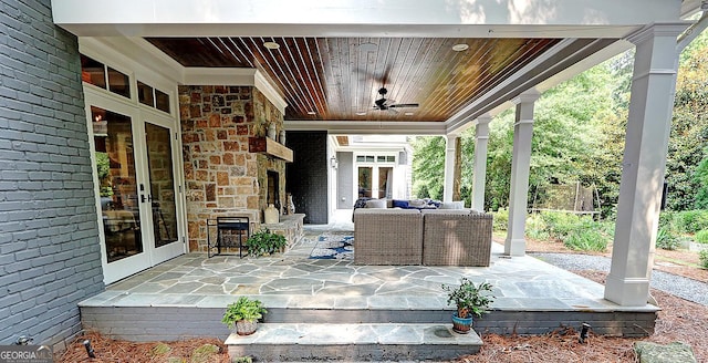 1178 Chambord Way NE, Brookhaven, GA 30319 - view of patio / terrace featuring french doors, a ceiling fan, and outdoor lounge area