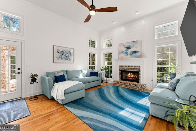 1421 Lane Creek Dr, Bishop, GA 30621 - living area featuring plenty of natural light, light wood finished floors, a ceiling fan, a towering ceiling, and recessed lighting