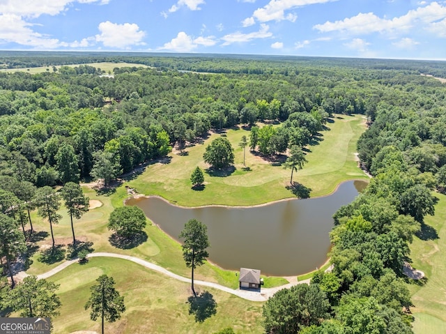 1421 Lane Creek Dr, Bishop, GA 30621 - drone / aerial view of a heavily wooded area, a large body of water, and a golf course