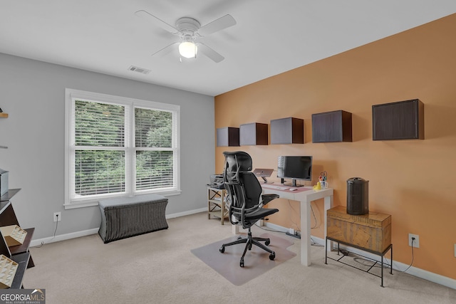 1304 Swallows Walk, Grayson, GA 30017 - office space with ceiling fan, baseboards, and light colored carpet