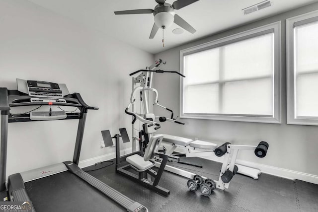 345 Glen Iris Dr NE Unit 3, Atlanta, GA 30312 - exercise area featuring ceiling fan and plenty of natural light