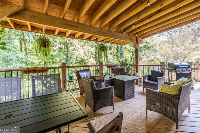 2849 Crescendo Dr, Atlanta, GA 30318 - wooden deck with an outdoor living space and a grill