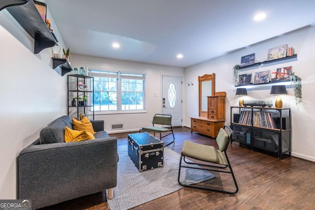 2849 Crescendo Dr, Atlanta, GA 30318 - living area featuring wood finished floors, recessed lighting, and baseboards