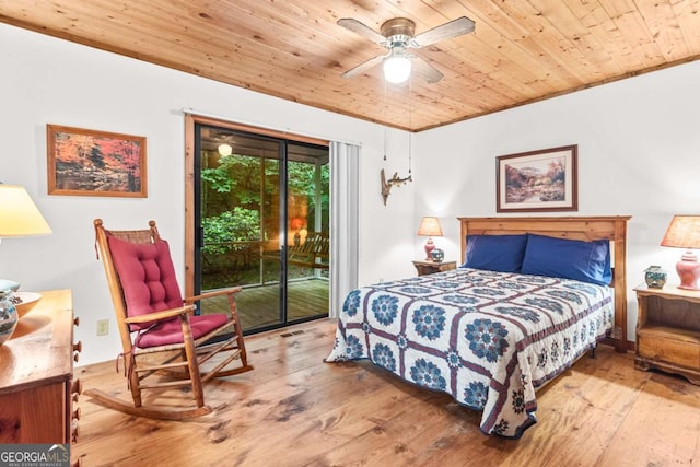62 Nocona Trl, Ellijay, GA 30536 - bedroom with access to exterior, wood ceiling, and hardwood / wood-style flooring