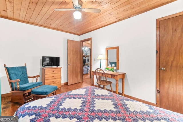 62 Nocona Trl, Ellijay, GA 30536 - bedroom featuring wooden ceiling, wood finished floors, baseboards, and crown molding