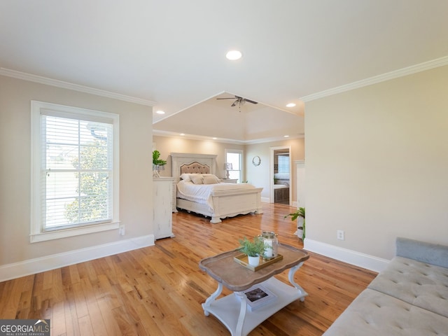 70 Baker Pond Ct, Jefferson, GA 30549 - bedroom with crown molding, multiple windows, wood finished floors, baseboards, and recessed lighting