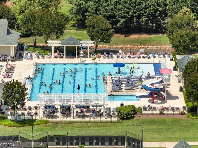 70 Baker Pond Ct, Jefferson, GA 30549 - view of pool featuring a water slide and a pergola