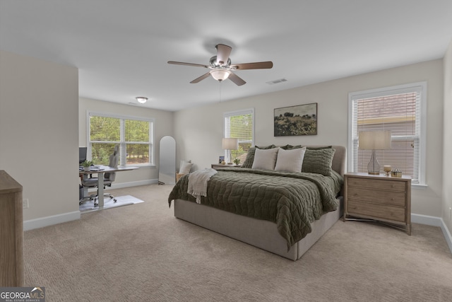206 Roundwood Way, Peachtree City, GA 30269 - bedroom with a desk, light colored carpet, and multiple windows