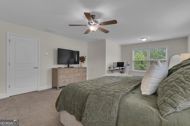 206 Roundwood Way, Peachtree City, GA 30269 - carpeted bedroom featuring baseboards and ceiling fan