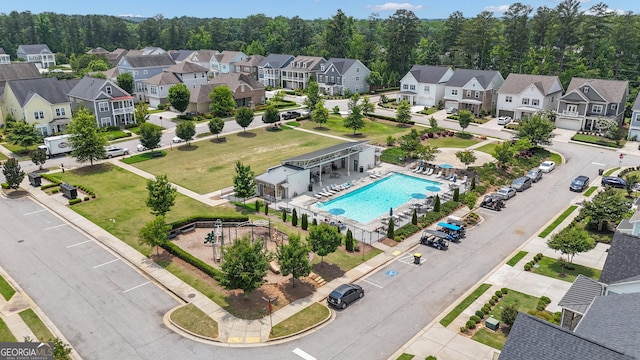 206 Roundwood Way, Peachtree City, GA 30269 - aerial view of residential area with a pool