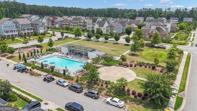 206 Roundwood Way, Peachtree City, GA 30269 - aerial perspective of suburban area with a pool area