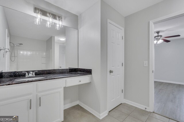 17 Sandy Point Way, Port Wentworth, GA 31407 - full bath featuring vanity, ceiling fan, a shower, tile patterned floors, and baseboards