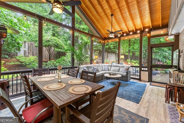 1540 Kinglet Ln, Marietta, GA 30062 - sunroom / solarium featuring ceiling fan, outdoor dining area, and an outdoor hangout area