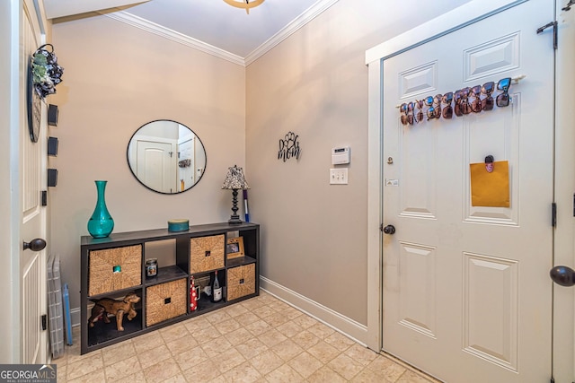 172 Walden Pond Trl, Senoia, GA 30276 - entryway featuring baseboards and crown molding
