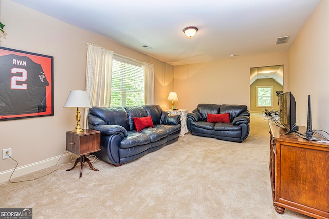 172 Walden Pond Trl, Senoia, GA 30276 - living area with carpet flooring, healthy amount of natural light, and baseboards