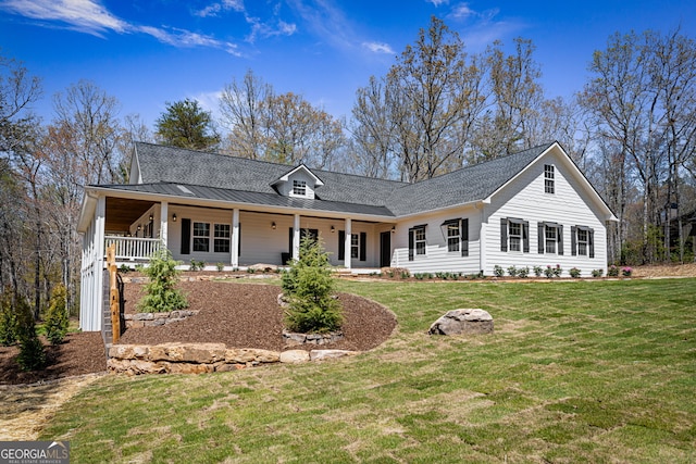 219 Fairview Dr, Morganton, GA 30560 - view of front of house with a porch, a standing seam roof, a front yard, and a metal roof