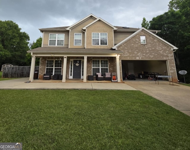 10315 Whisper Glen Dr, Midland, GA 31820 - craftsman inspired home with driveway, brick siding, a porch, and a garage