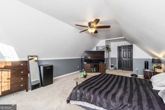 271 Double Gate Ct, Sugar Hill, GA 30518 - carpeted bedroom featuring lofted ceiling and a ceiling fan