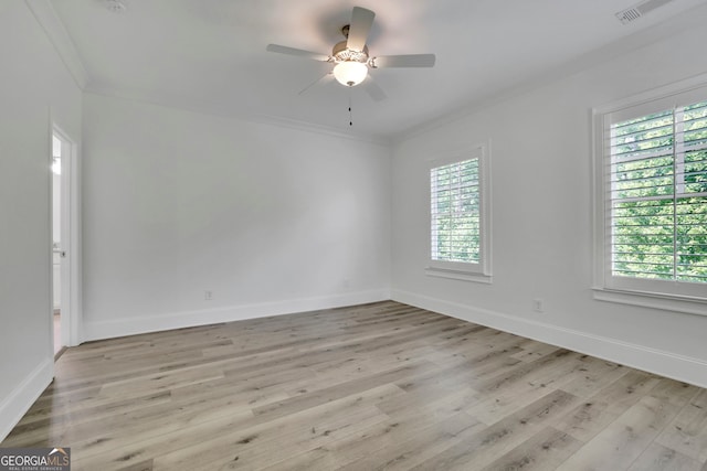 113 Quinn Way, Milton, GA 30004 - unfurnished room with ornamental molding, light wood-style flooring, ceiling fan, and baseboards