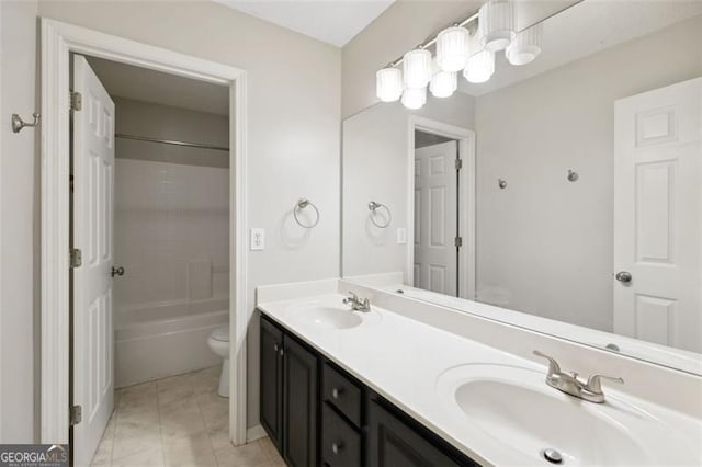 14 Augusta Way, Hiram, GA 30141 - bathroom featuring double vanity, toilet, and shower / bathtub combination