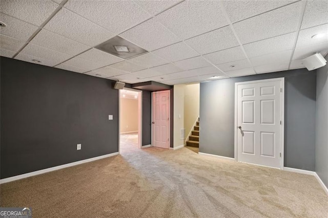 14 Augusta Way, Hiram, GA 30141 - finished basement featuring carpet floors, stairway, a paneled ceiling, and baseboards
