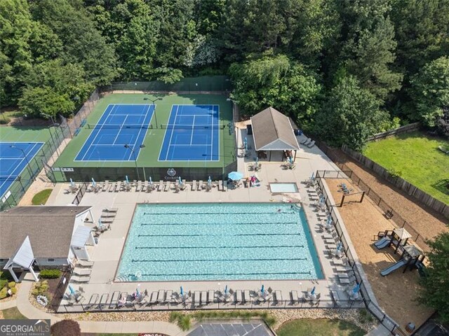 14 Augusta Way, Hiram, GA 30141 - aerial view of a pool area