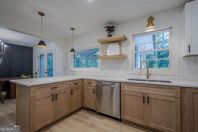 2825 Shea Way SW, Marietta, GA 30060 - kitchen featuring dishwasher, a peninsula, open shelves, and healthy amount of natural light