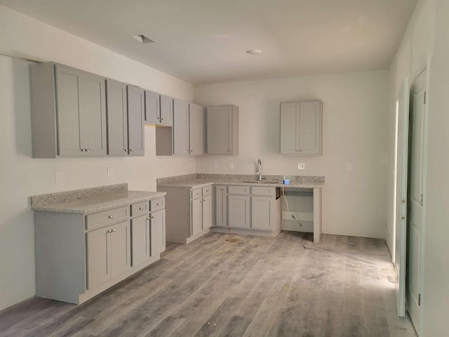 321 Lambert Overlook Cir Unit 76, Carrollton, GA 30117 - kitchen featuring a sink, light wood-type flooring, and gray cabinetry