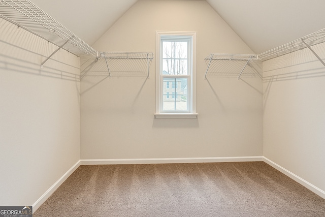 3468 Jasmine Way SW, South Fulton, GA 30331 - walk in closet featuring carpet flooring and vaulted ceiling
