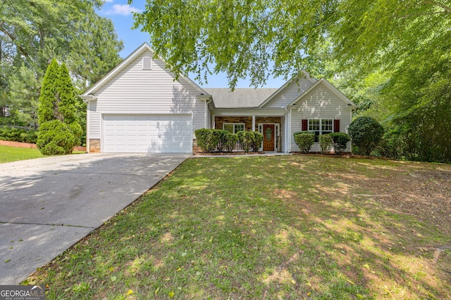 305 Overland Trl, Temple, GA 30179 - single story home featuring a garage, driveway, a front lawn, and a porch