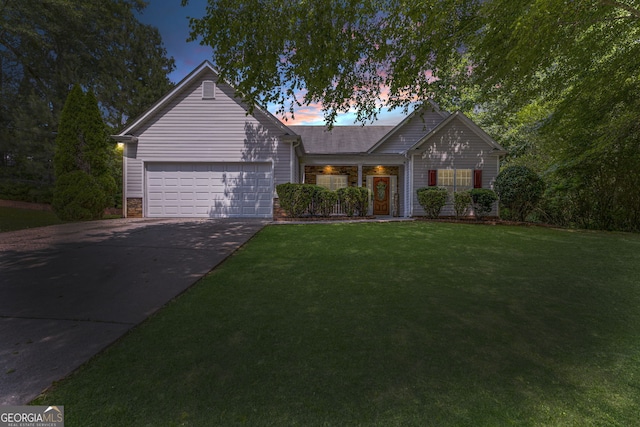 305 Overland Trl, Temple, GA 30179 - ranch-style home featuring a garage, driveway, a front lawn, and stone siding