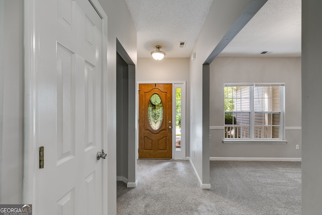 305 Overland Trl, Temple, GA 30179 - foyer entrance featuring carpet flooring, baseboards, and a textured ceiling