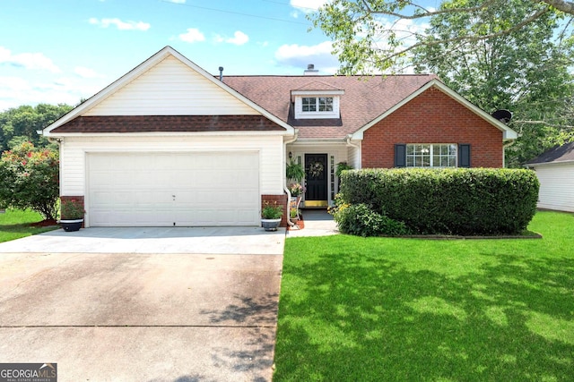 8180 Chapman Ter, Mcdonough, GA 30252 - traditional-style house featuring concrete driveway, brick siding, a front lawn, an attached garage, and roof with shingles