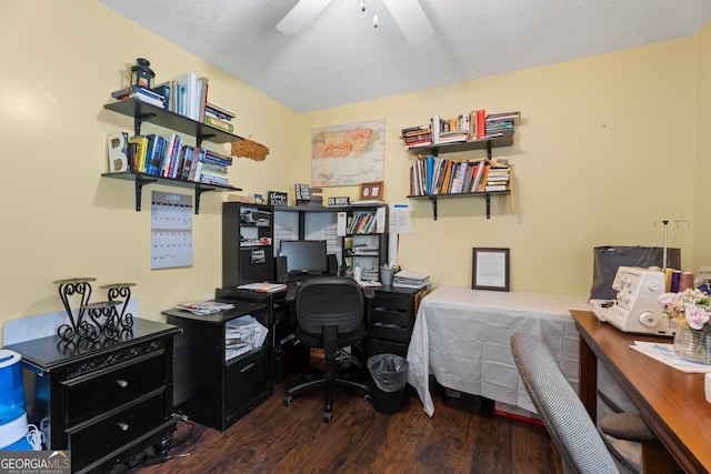 8180 Chapman Ter, Mcdonough, GA 30252 - bedroom with wood finished floors, an office area, and a ceiling fan