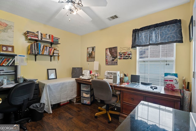 8180 Chapman Ter, Mcdonough, GA 30252 - office featuring dark wood-style flooring and a ceiling fan