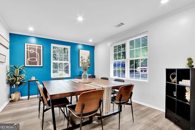 766 Blanton Blvd, Macon, GA 31210 - dining room with crown molding, light wood-style flooring, baseboards, and recessed lighting